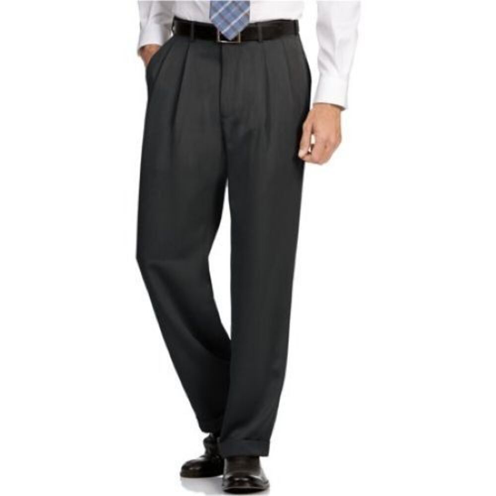 Perry Ellis Portfolio Travel Luxe Dress Pants Men 36x30 Black Non Iron CuffedNEW